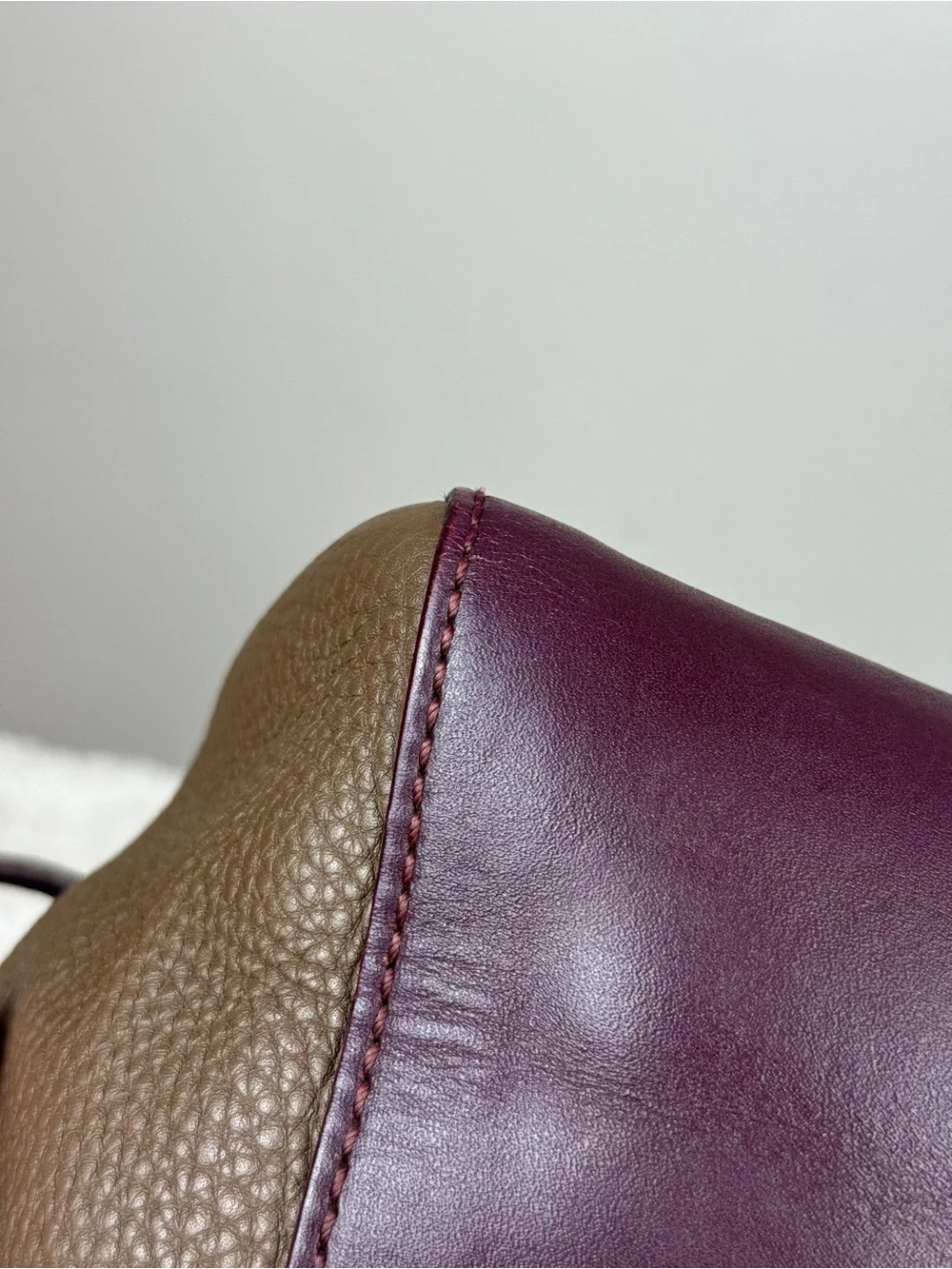 Fendi pequin silvana Leather Top-Handle Satchel in Plum and Taupe
